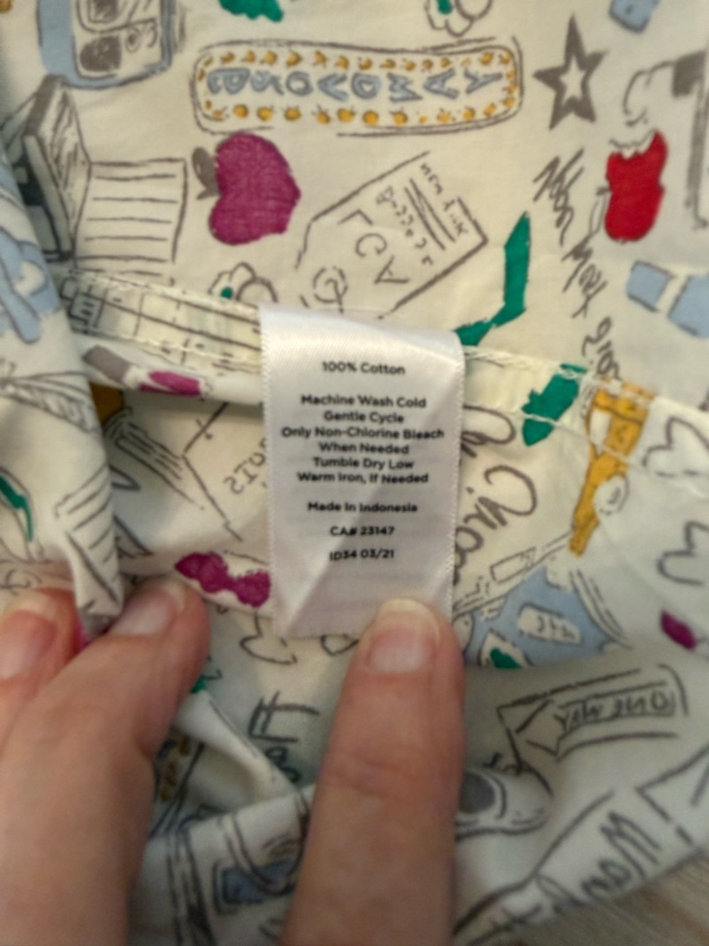 Talbots White New York City Doodle Pattern Button Up Cotton Shirt - Picture 10 of 10